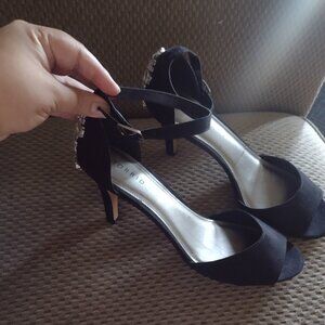 Torrid Strappy Black Back Stone Heels